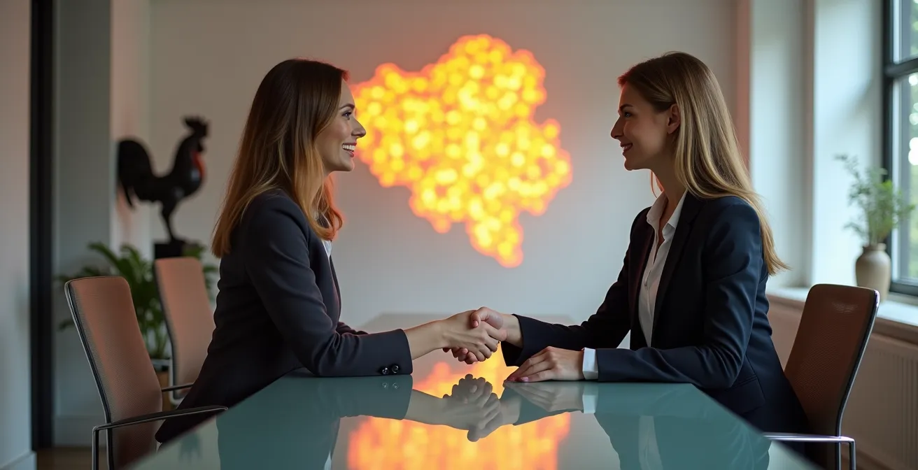 Carte stylisée de la Belgique montrant les connexions entre régions avec des lignes lumineuses