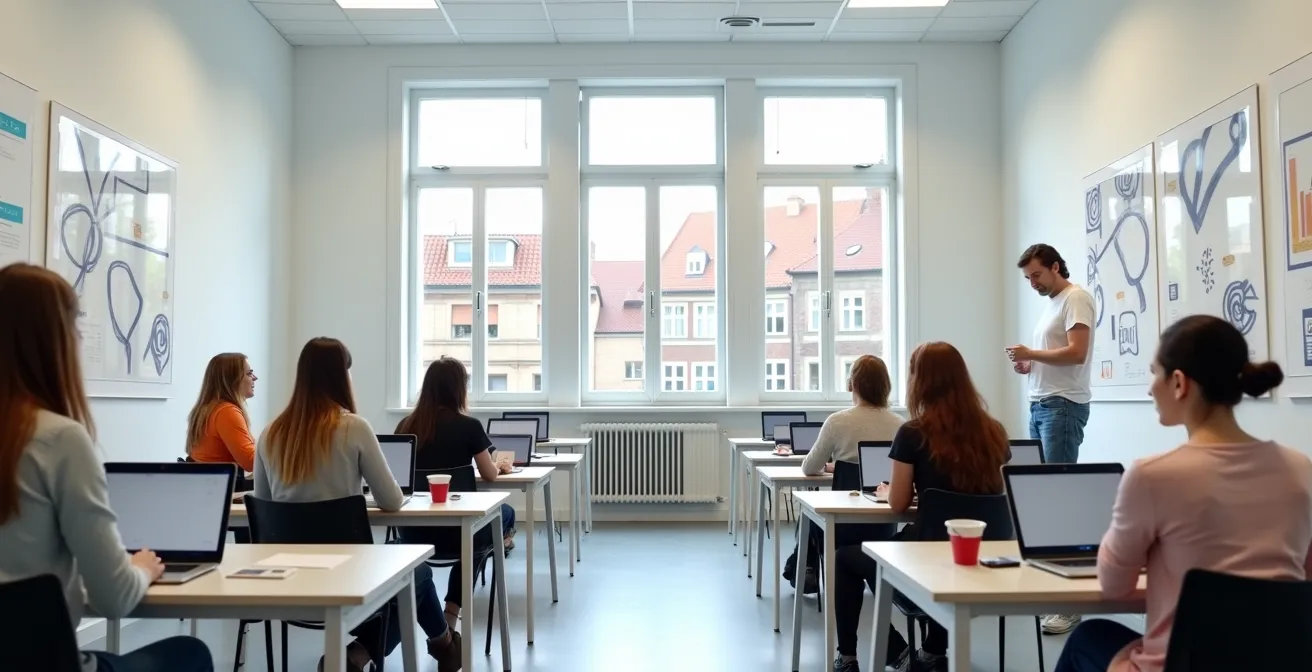 Classe de formation en programmation avec étudiantes diversifiées en Belgique