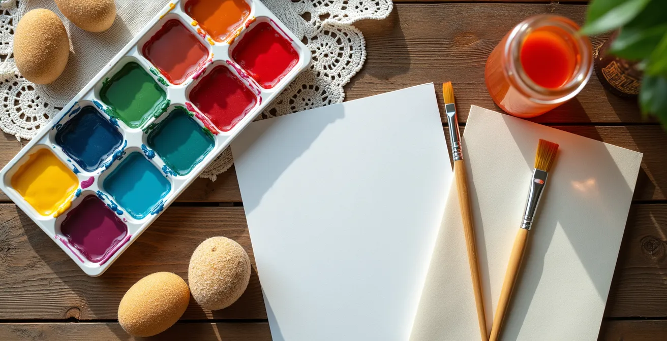 Arrangement artistique de matériel d'aquarelle abordable sur une table en bois