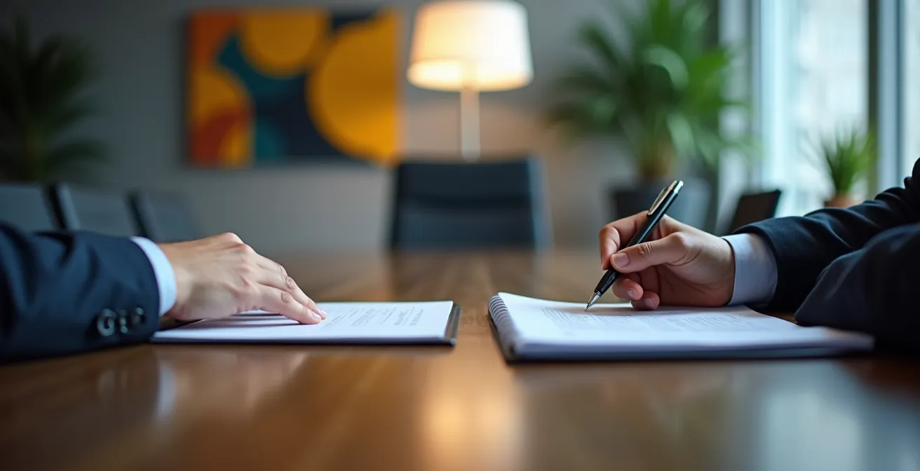 Discussion professionnelle entre employé et manager dans un bureau belge moderne