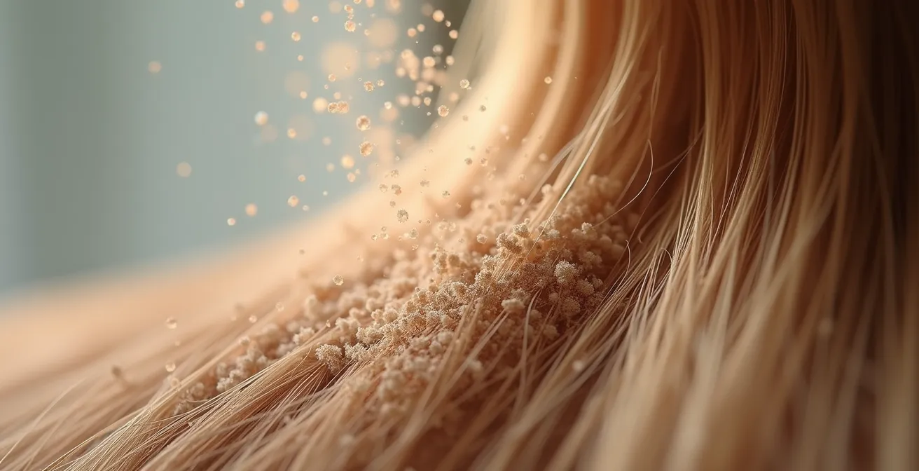 Démonstration de l'application indirecte du shampoing sec sur une brosse